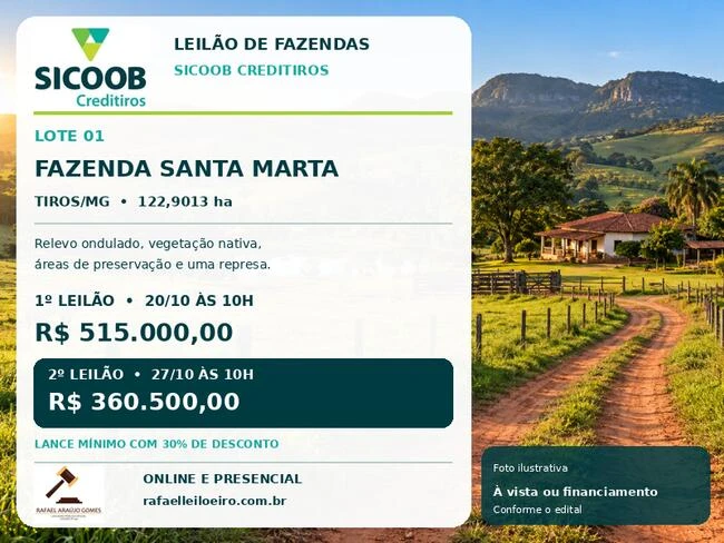 Fazenda com 1229013 ha em Tiros/MG em Tiros - Minas Gerais