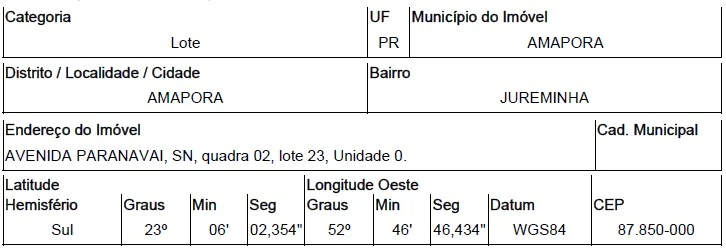 Terreno no Lote 23, Quadra 02, Zona Industrial, Paranavaí, PR em Paranavai - Paraná