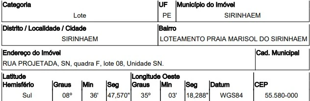 Terreno Terreno em Sirinhaem/PE em Sirinhaem - Pernambuco