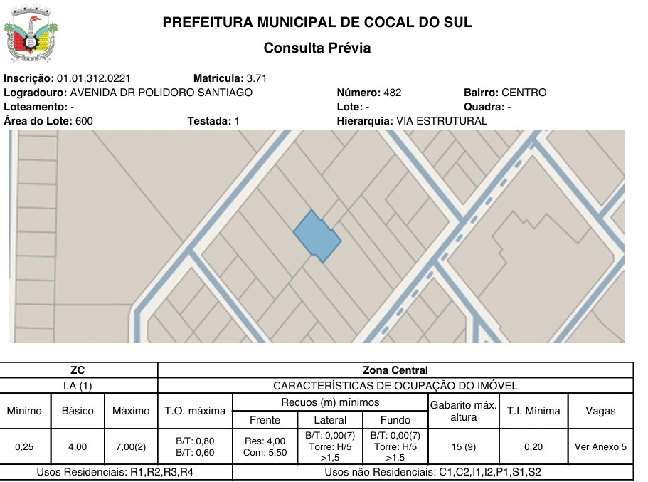 Terreno no Centro em Cocal do Sul/SC em Urussanga - Santa Catarina
