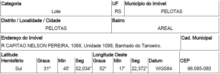 Terreno no Areal em Pelotas/RS em Pelotas - Rio Grande do Sul