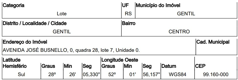 Terreno no Centro Gentil/RS em Marau - Rio Grande do Sul