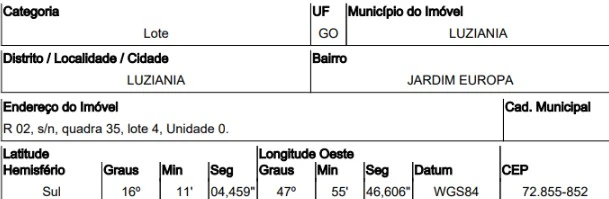 Terreno no Loteamento Parque Residencial Jardim Europa em Luziania/GO em Luziânia - Goiás