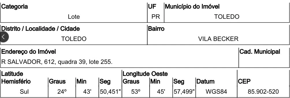Terreno com 469 m² em Toledo/PR em Toledo - Paraná