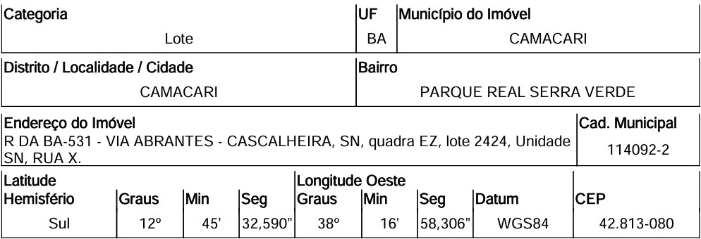 Terreno no Parque Real Serra Verde em Camacari/BA em Camacari - Bahia