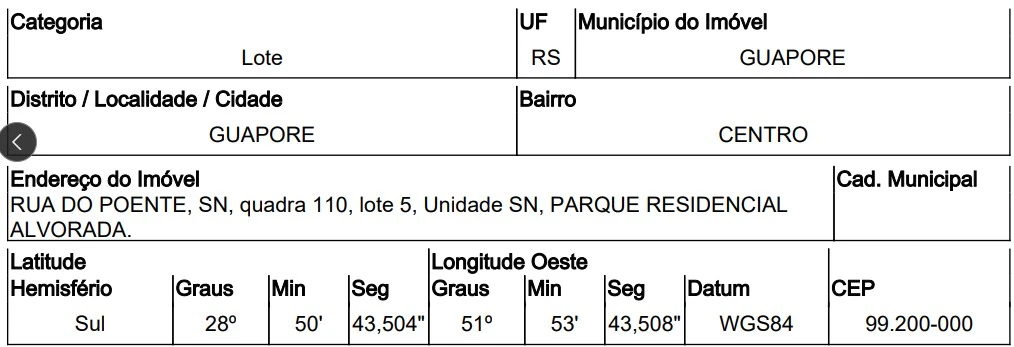 Terreno no Parque Residencial Alvorada em Guaporé/RS em Guapore - Rio Grande do Sul