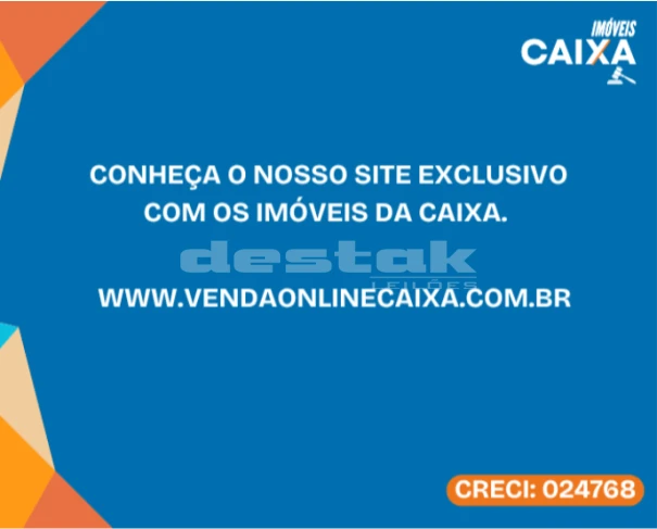Imagem promocional do site de imóveis da Caixa com fundo azul e laranja contendo texto institucional e logo