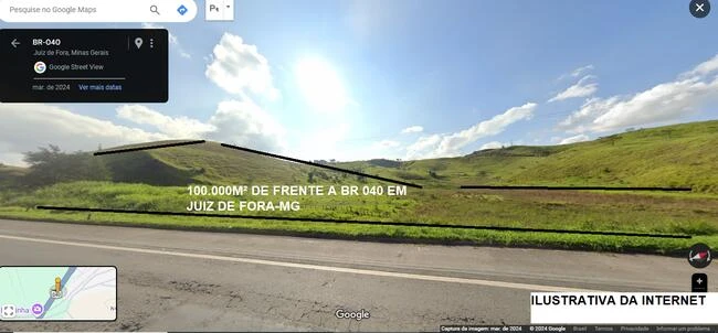 Terreno com frente para BR-040 em Juiz de Fora/MG em Juiz De Fora - Minas Gerais