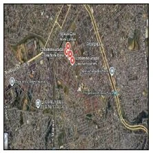 Apartamento em área urbana de São Paulo com localização marcada em mapa da zona norte