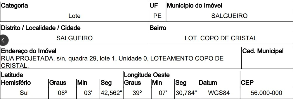 Terreno no Lote Copo de Cristal em Salgueiro/PE em Salgueiro - Pernambuco